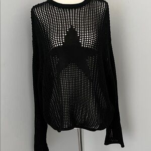 Edikted Black Open-Knit Star Sweater